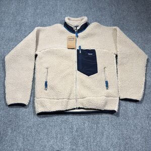 Patagonia Cream and Blue Fleece Jacket